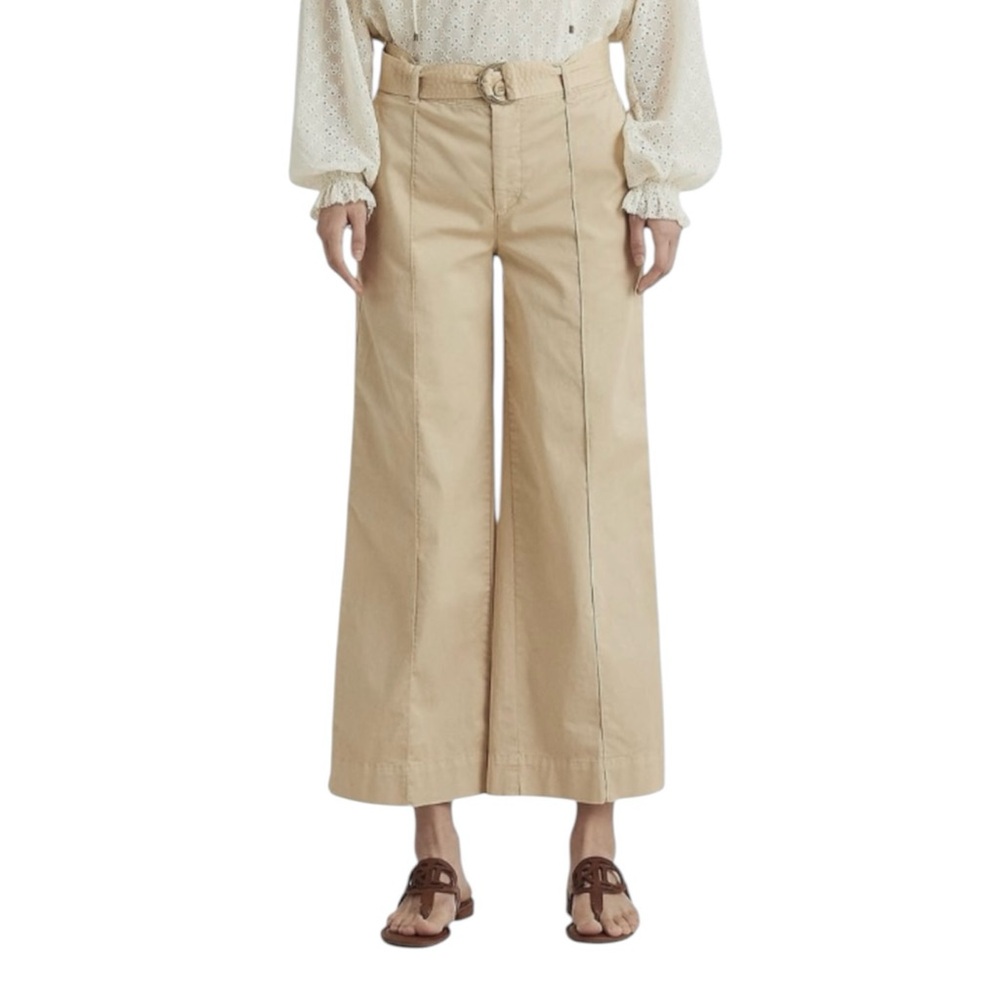 LRL Micro-Sanded Belted Wide-Leg Trouser in Birch Tan